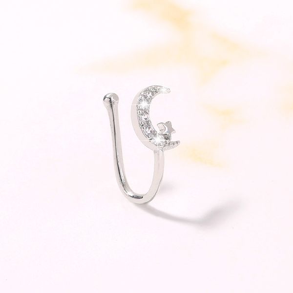 ins new micro inlaid zircon moon star combination ring popular personalized puncture nail nose clip female, Silver
ins new micro inlaid zircon moon star combination ring popular personalized puncture nail nose clip female, Silver