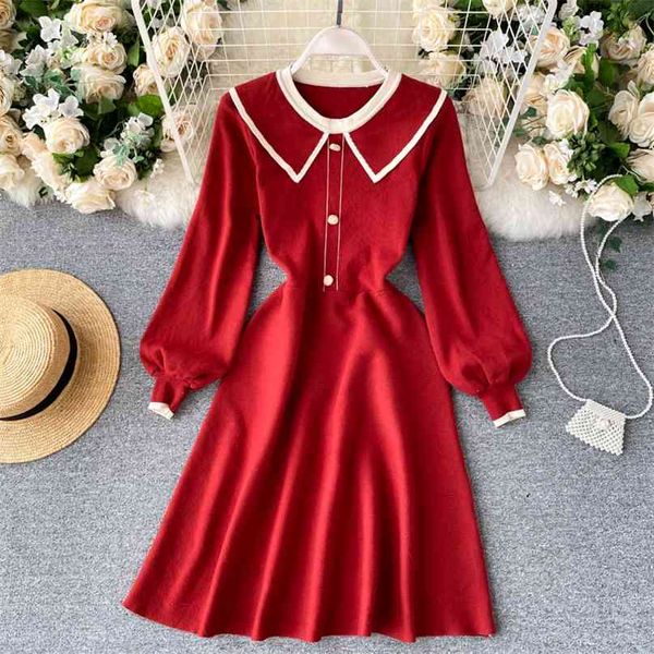 women fashion autumn and winter sweet doll collar long sleeve high waist slimming knitted sweater dress vestidos q094 210527, Black;gray
women fashion autumn and winter sweet doll collar long sleeve high waist slimming knitted sweater dress vestidos q094 210527, Black;gray