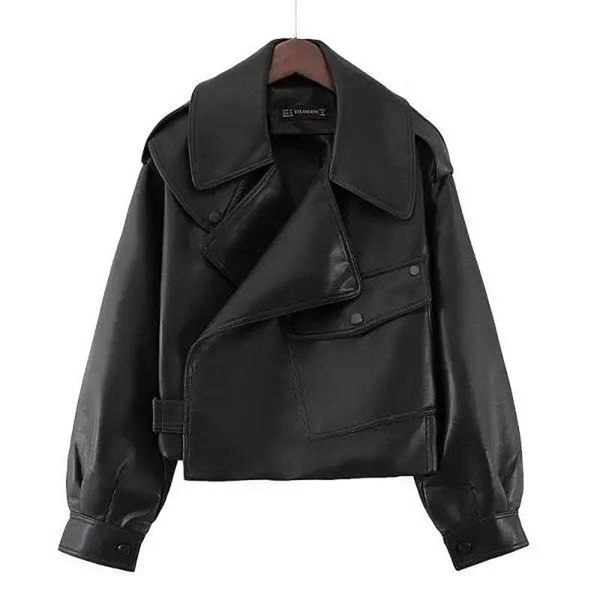 women's fur & faux women autumn spring black leather jackets zipper basic coat turn-down collar motor biker jacket with belt chest 132c
women's fur & faux women autumn spring black leather jackets zipper basic coat turn-down collar motor biker jacket with belt chest 132c