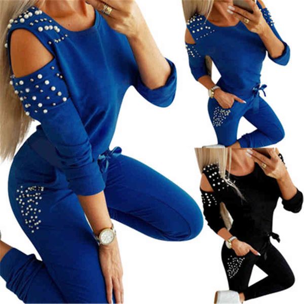 women's ladies beaded solid color 2pcs sets fashion trend round neck long sleeve pant suits designer female spring casual loose tracks, Gray
women's ladies beaded solid color 2pcs sets fashion trend round neck long sleeve pant suits designer female spring casual loose tracks, Gray
