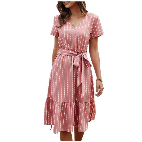 casual dresses 2021 summer stripe slim mid-length short-sleeved waist lace-up women's dress, Black;gray
casual dresses 2021 summer stripe slim mid-length short-sleeved waist lace-up women's dress, Black;gray