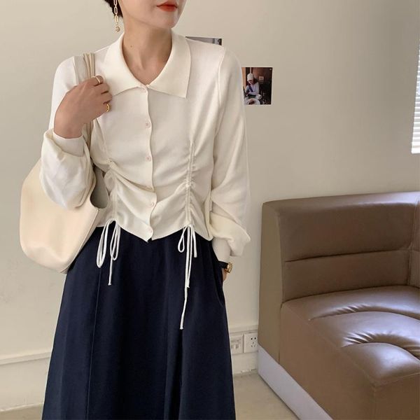 women's sweaters fashion button up knitted sweater womens fall winter long sleeve drawstring pull femme vintage pullover, White;black
women's sweaters fashion button up knitted sweater womens fall winter long sleeve drawstring pull femme vintage pullover, White;black
