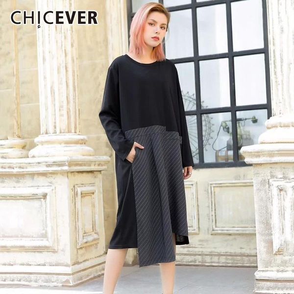 casual dresses chicever 2021 spring patchwork striped dress for women o neck long sleeve loose irregular hem clothes, Black;gray
casual dresses chicever 2021 spring patchwork striped dress for women o neck long sleeve loose irregular hem clothes, Black;gray