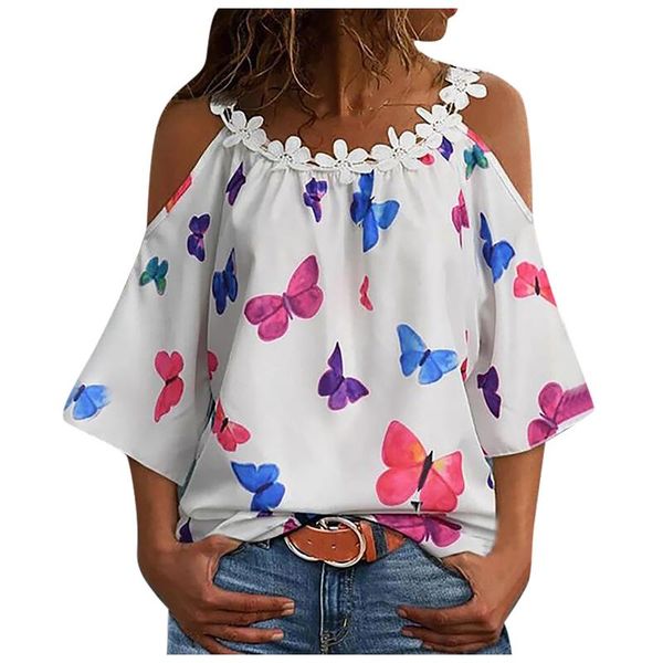 women's t-shirt slit sleeve cold shoulder butterfly print women casual summer t shirt girl 2021 sweet clubwear loose chic #tg, White
women's t-shirt slit sleeve cold shoulder butterfly print women casual summer t shirt girl 2021 sweet clubwear loose chic #tg, White