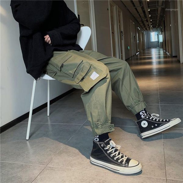men's pants summer 2021 cargo for men straight leg strap drop feel wide nine point casual, Black 
men's pants summer 2021 cargo for men straight leg strap drop feel wide nine point casual, Black