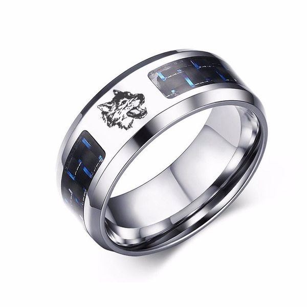cluster rings laser engraved wolf men ring for stainless steel blue carbon fibre 8mm wedding band, Golden;silver
cluster rings laser engraved wolf men ring for stainless steel blue carbon fibre 8mm wedding band, Golden;silver