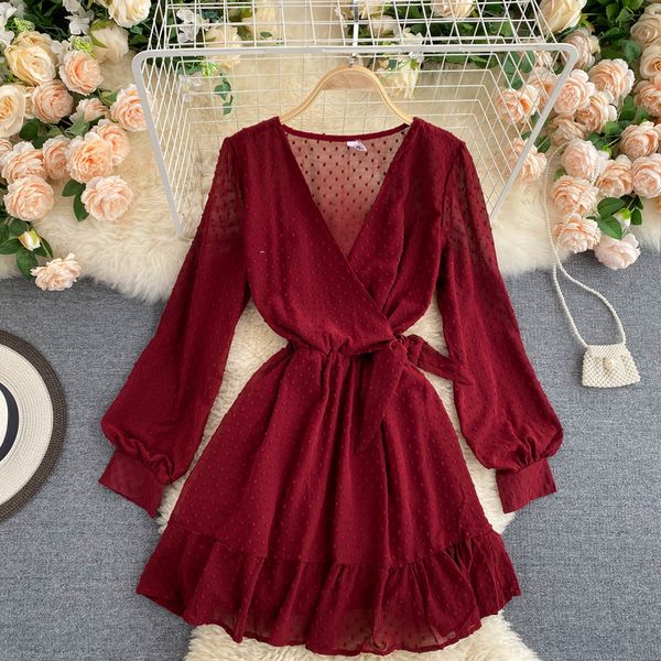 dresses v-neck polka dot chiffon dress women red/white/black high waist ruffle mini dresses autumn female fashion vestidos new, Black;gray
dresses v-neck polka dot chiffon dress women red/white/black high waist ruffle mini dresses autumn female fashion vestidos new, Black;gray