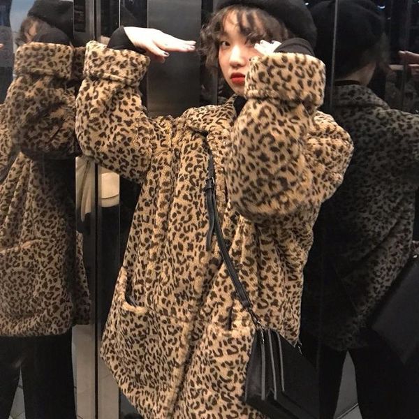 women's fur & faux women 2021 winter fashion long leopard printed coats female lapel lamb overcoats ladies warm jackets r381, Black
women's fur & faux women 2021 winter fashion long leopard printed coats female lapel lamb overcoats ladies warm jackets r381, Black