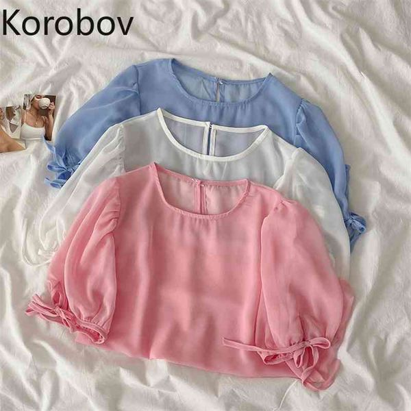 korobov women solid o neck puff sleeve shirts korean loose casual short sleeve female blouses summer fashion shirt 210430, White
korobov women solid o neck puff sleeve shirts korean loose casual short sleeve female blouses summer fashion shirt 210430, White