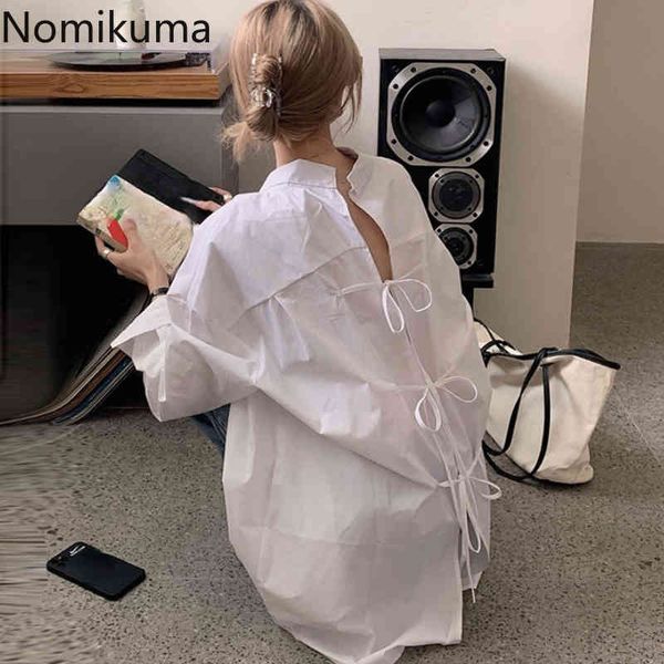 nomikuma chic blusas mujer backless lace up long sleeve blouse women solid color stand collar casual loose camisas 210514, White
nomikuma chic blusas mujer backless lace up long sleeve blouse women solid color stand collar casual loose camisas 210514, White