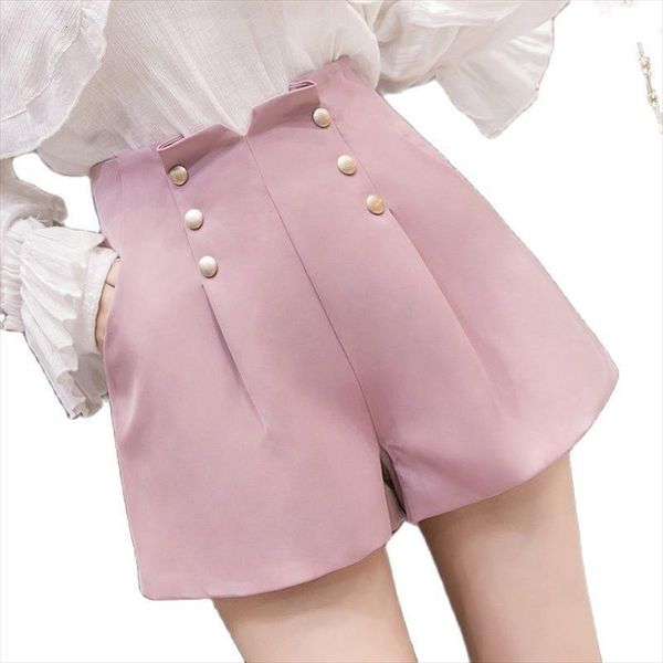 summer elegant high waist women short casual solid wide leg loose buttons pants korean fashion a line woman, White;black
summer elegant high waist women short casual solid wide leg loose buttons pants korean fashion a line woman, White;black