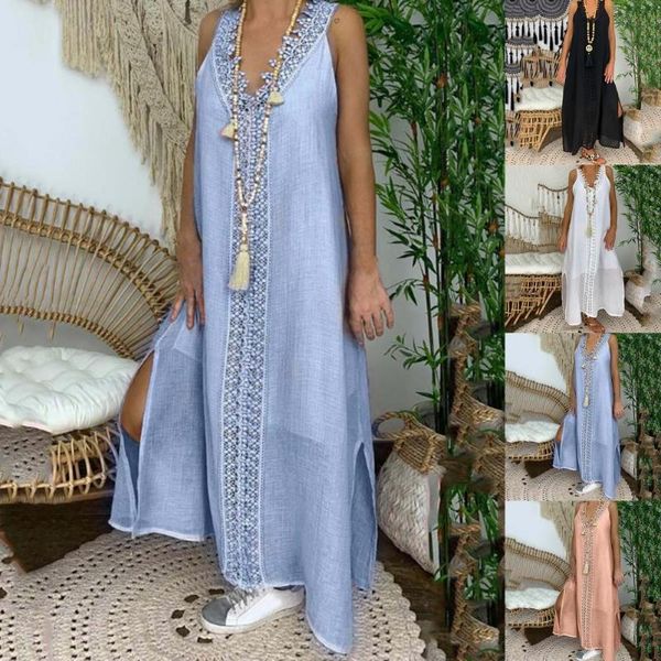 casual dresses women maxi robe beach dress lace v neck summer patchwork sleeveless split large hem dress woman 2021, Black;gray
casual dresses women maxi robe beach dress lace v neck summer patchwork sleeveless split large hem dress woman 2021, Black;gray