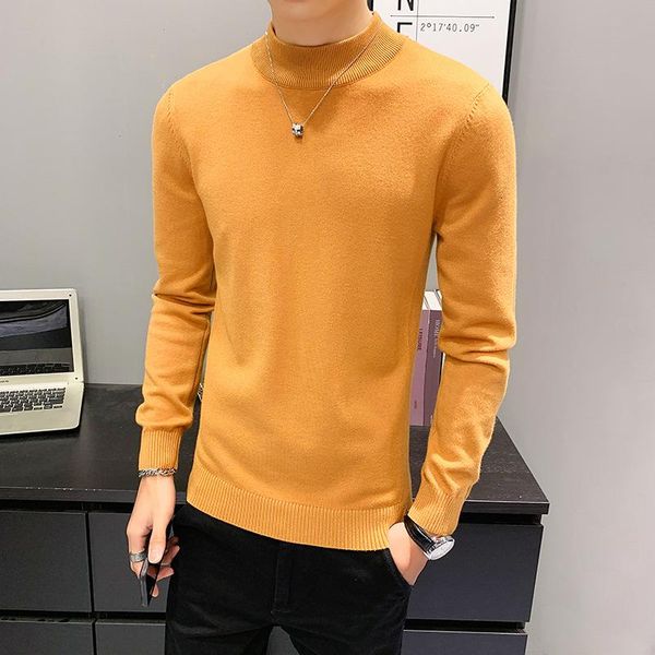 men's sweaters 2021 autumn winter fashion casual candy color half high neck wool pullover knit bottoming shirt men solid sweater, White;black
men's sweaters 2021 autumn winter fashion casual candy color half high neck wool pullover knit bottoming shirt men solid sweater, White;black