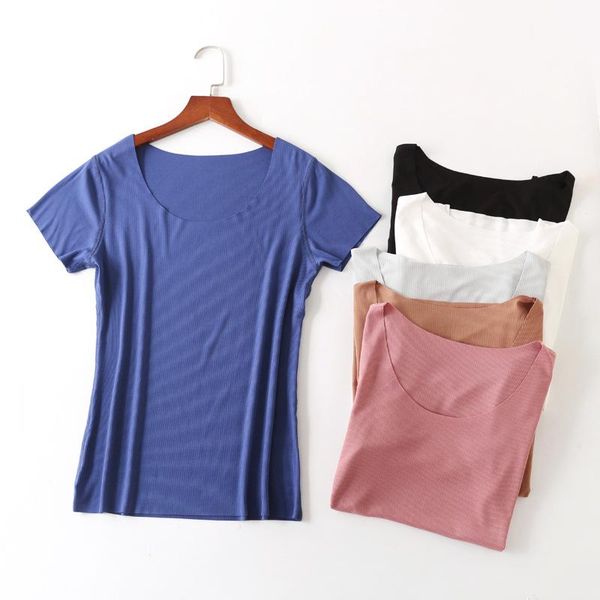 brand summer women's t-shirt no trace repair for female short-sleeved solid color round neck tshirt, White
brand summer women's t-shirt no trace repair for female short-sleeved solid color round neck tshirt, White