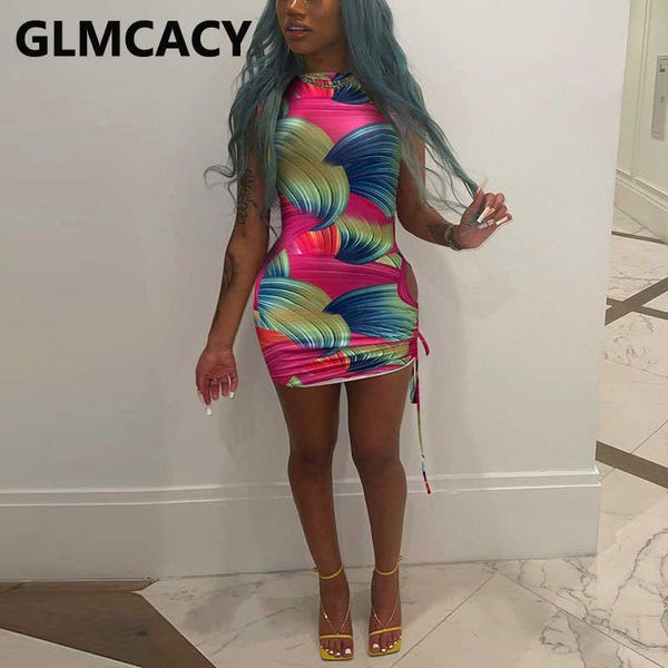 4 colors women printed sleeveless bodycon pleated mini dress 210702, Black;gray 
4 colors women printed sleeveless bodycon pleated mini dress 210702, Black;gray