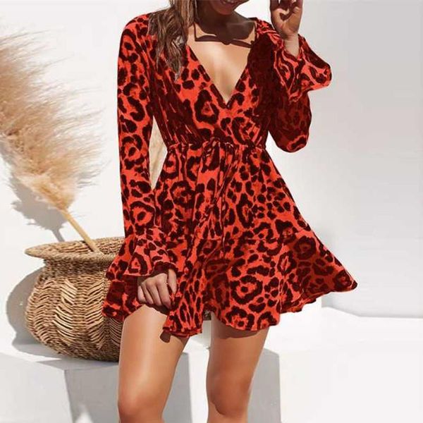 casual dresses 2021 summer chiffon dress women leopard print boho beach ruffle long sleeve a-iine mini party vestidos, Black;gray
casual dresses 2021 summer chiffon dress women leopard print boho beach ruffle long sleeve a-iine mini party vestidos, Black;gray