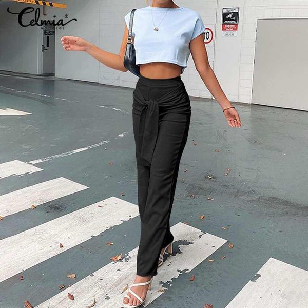 women's pants & capris celmia elegant elastic high wasit women 2021 fashion office belted wide leg casual loose long trousers streetwea, Black;white
women's pants & capris celmia elegant elastic high wasit women 2021 fashion office belted wide leg casual loose long trousers streetwea, Black;white
