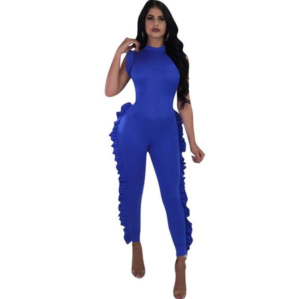 gym clothing casual ruffled sleeveless jumpsuit 2021 summer women's zipper can be worn before and after, White;black
gym clothing casual ruffled sleeveless jumpsuit 2021 summer women's zipper can be worn before and after, White;black