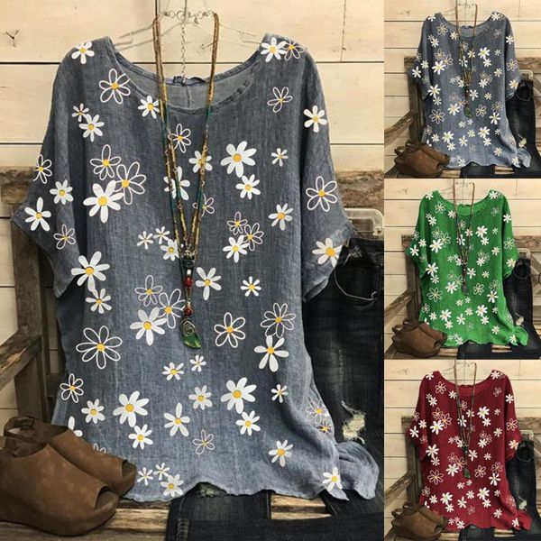 women blouse vintage cotton-blend o-neck short sleeve floral print shirts plus size blusas mujer de moda 2021 women's blouses &, White
women blouse vintage cotton-blend o-neck short sleeve floral print shirts plus size blusas mujer de moda 2021 women's blouses &, White
