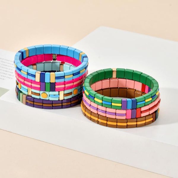 charm bracelets fashion enamel geometric elements shape bracelet dark metal painted tile bohemian stretch beads, Golden;silver
charm bracelets fashion enamel geometric elements shape bracelet dark metal painted tile bohemian stretch beads, Golden;silver