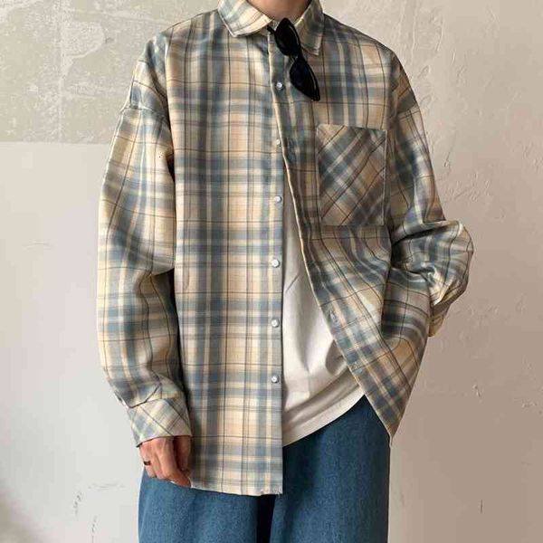spring fashion japanese ins male plaid art released all-match retro shirt, White;black
spring fashion japanese ins male plaid art released all-match retro shirt, White;black
