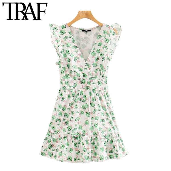 women sweet fashion floral print ruffled mini dress vintage v neck sleeveless side zipper female dresses vestidos 210507, Black;gray
women sweet fashion floral print ruffled mini dress vintage v neck sleeveless side zipper female dresses vestidos 210507, Black;gray