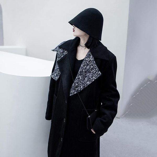 women's wool & blends fit spliced loose asymmetrical contrast color woolen coat parkas long sleeve women fashion autumn winter 2021 1dd, Black
women's wool & blends fit spliced loose asymmetrical contrast color woolen coat parkas long sleeve women fashion autumn winter 2021 1dd, Black