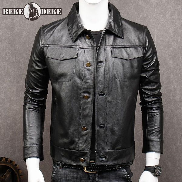 men's leather & faux mens biker cow coat single breasted short slim fit real jacket male cowhide business work casual outwear, Black
men's leather & faux mens biker cow coat single breasted short slim fit real jacket male cowhide business work casual outwear, Black