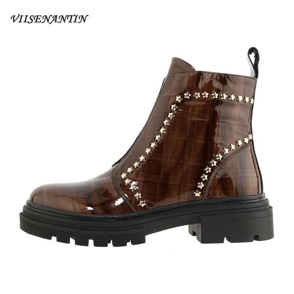 boots women's autumn winter leather round toe platform short british all-match thick-soled rivet decor fashion ankle, Black
boots women's autumn winter leather round toe platform short british all-match thick-soled rivet decor fashion ankle, Black