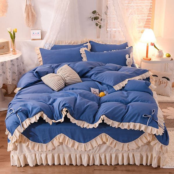 korean version bed skirt four piece sheet full lace quilt cover double bedding live broadcast
korean version bed skirt four piece sheet full lace quilt cover double bedding live broadcast