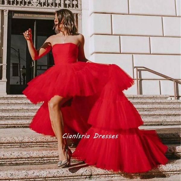 party dresses red strapless tiered skirt high/low homecoming dress sleeveless tulle short cocktail prom gown, White;black
party dresses red strapless tiered skirt high/low homecoming dress sleeveless tulle short cocktail prom gown, White;black