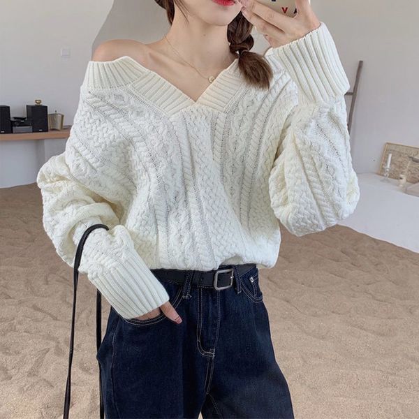women's sweaters twist pattern women solid knitted v-neck off shoulder lantern sleeve woman ladies jumpers fashion femme top, White;black
women's sweaters twist pattern women solid knitted v-neck off shoulder lantern sleeve woman ladies jumpers fashion femme top, White;black