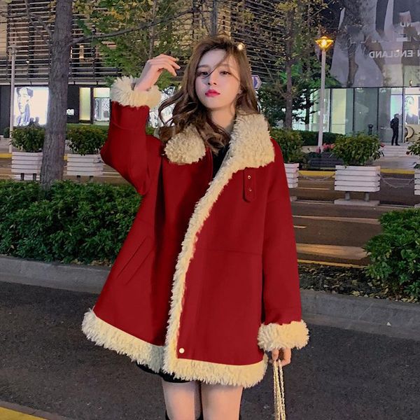 women's wool & blends red plush lamb coat winter korean version loose ins hong kong wind cotton clothing tide 2jwr, Black
women's wool & blends red plush lamb coat winter korean version loose ins hong kong wind cotton clothing tide 2jwr, Black