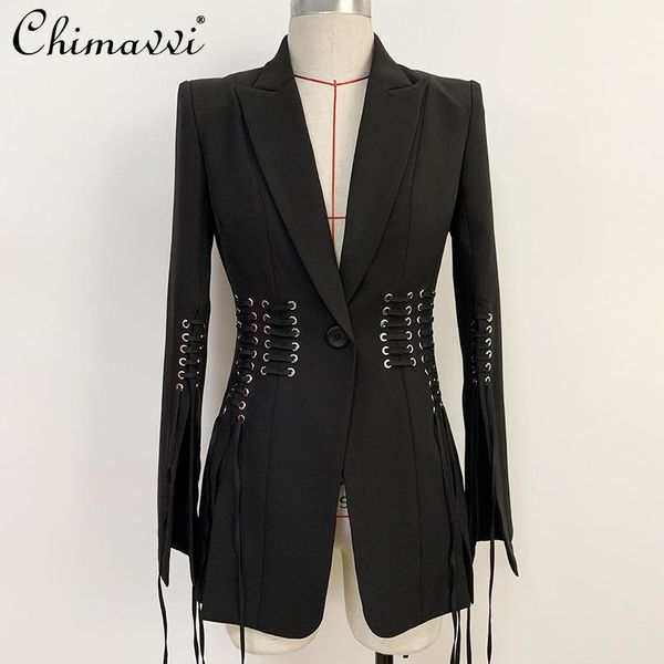 personalized metal hole rope blazer slimming slit one button long sleeve suit simple graceful fashionable jacket female spring women's, White;black
personalized metal hole rope blazer slimming slit one button long sleeve suit simple graceful fashionable jacket female spring women's, White;black