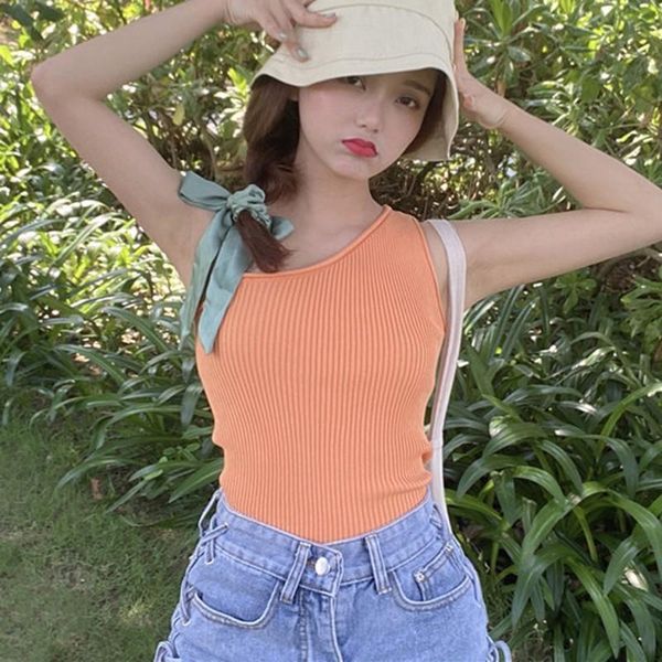 women's tanks & camis women knitted camisole solid color asymmetrical collar sleeveless pullover wild 1, White
women's tanks & camis women knitted camisole solid color asymmetrical collar sleeveless pullover wild 1, White