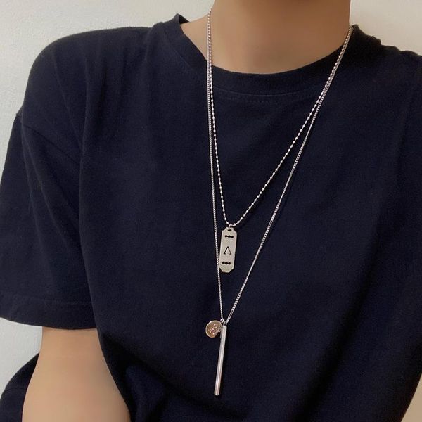 pendant necklaces personality cold wind word tag necklace temperament tide hip-hop long chain with double clavicle, Silver
pendant necklaces personality cold wind word tag necklace temperament tide hip-hop long chain with double clavicle, Silver