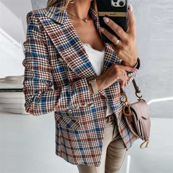 women plaid houndstoot print fashion outwear autumn loose casual long sleeve jacket elegant double breasted lady office coat 211014, Black;brown
women plaid houndstoot print fashion outwear autumn loose casual long sleeve jacket elegant double breasted lady office coat 211014, Black;brown