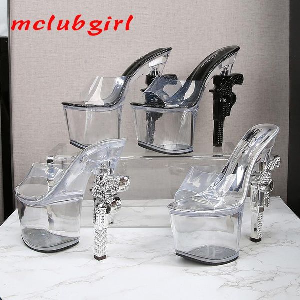 slippers mclubgirl 18 cm height gun-shaped crystal slope heel women's summer waterproof platform non-slip lfd, Black
slippers mclubgirl 18 cm height gun-shaped crystal slope heel women's summer waterproof platform non-slip lfd, Black
