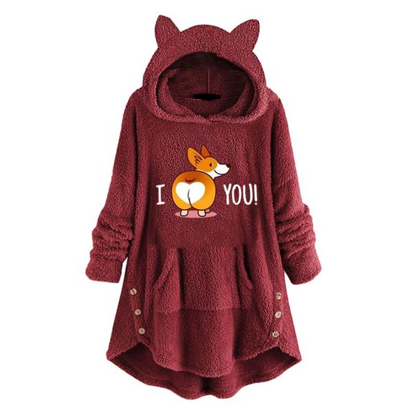 women's hoodies & sweatshirts long sleeve cat ear pullover hoodie fleece cute printed with button pockets sudaderas con capucha, Black 
women's hoodies & sweatshirts long sleeve cat ear pullover hoodie fleece cute printed with button pockets sudaderas con capucha, Black