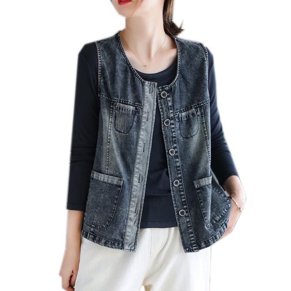 women's vests women denim vest o v neck 100% cotton jacket sleeveless outwear big loose retro vintage street female pockets b08191425, Black;white
women's vests women denim vest o v neck 100% cotton jacket sleeveless outwear big loose retro vintage street female pockets b08191425, Black;white
