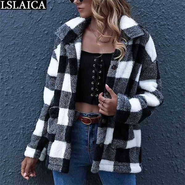 woman jacket straight sleeve pocket button plaid coat women streetwear fashion all match casual loose slim femme veste 210515, Black;brown
woman jacket straight sleeve pocket button plaid coat women streetwear fashion all match casual loose slim femme veste 210515, Black;brown
