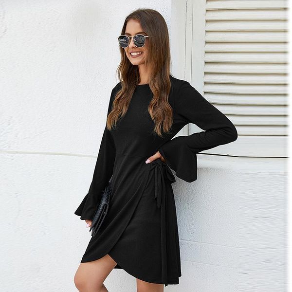 casual dresses autumn women lace up slim solid black elegant party dress long sleeve o-neck irregular midi female vestidos 2021, Black;gray
casual dresses autumn women lace up slim solid black elegant party dress long sleeve o-neck irregular midi female vestidos 2021, Black;gray