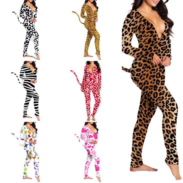 women's jumpsuits & rompers women jumpsuit deep v-neck leopard butterfly print back buflap pajamas sleepwear animal tail, Black;white
women's jumpsuits & rompers women jumpsuit deep v-neck leopard butterfly print back buflap pajamas sleepwear animal tail, Black;white