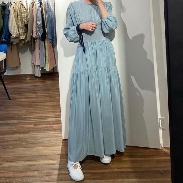 casual dresses superaen autumn and winter o neck glossy fold design waist puff sleeves all match solid a-line woman dress, Black;gray
casual dresses superaen autumn and winter o neck glossy fold design waist puff sleeves all match solid a-line woman dress, Black;gray