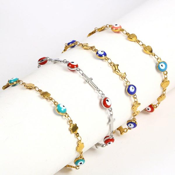 charm bracelets turkish evil eyes stainless steel bracelet for women multicolor enamel beads cross heart star gold bangle fashion, Golden;silver
charm bracelets turkish evil eyes stainless steel bracelet for women multicolor enamel beads cross heart star gold bangle fashion, Golden;silver