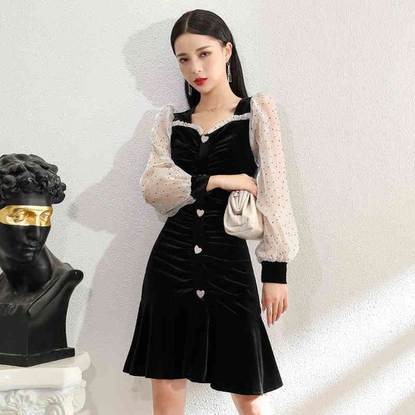 autumn vintage elegant woman velvet transparent mesh patchwork long sleeve high waist v neck sheath draped chic mini dresses 210514, Black;gray
autumn vintage elegant woman velvet transparent mesh patchwork long sleeve high waist v neck sheath draped chic mini dresses 210514, Black;gray