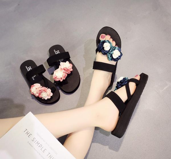 women's summer slippers fashion silk camellia outdoor wedge sandals ladies flip flops casual beach shoes, Black
women's summer slippers fashion silk camellia outdoor wedge sandals ladies flip flops casual beach shoes, Black