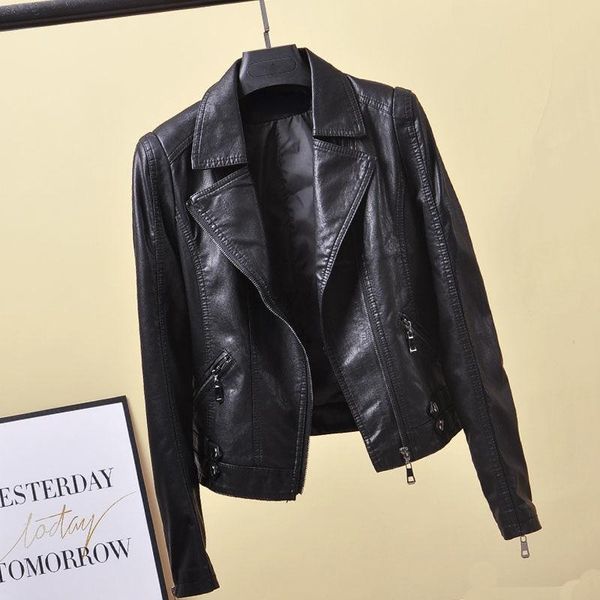 women's leather & faux zipper women jackets autumn 2021 turn-down collar black long-sleeved slim elegant female outwear
women's leather & faux zipper women jackets autumn 2021 turn-down collar black long-sleeved slim elegant female outwear