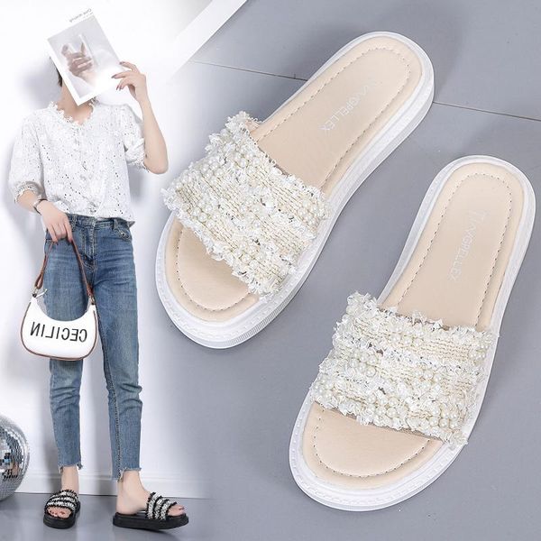 slippers summer thick-soled women's comfortable wear resistant breathable rhinestone sequins flat beach shoes women, Black
slippers summer thick-soled women's comfortable wear resistant breathable rhinestone sequins flat beach shoes women, Black