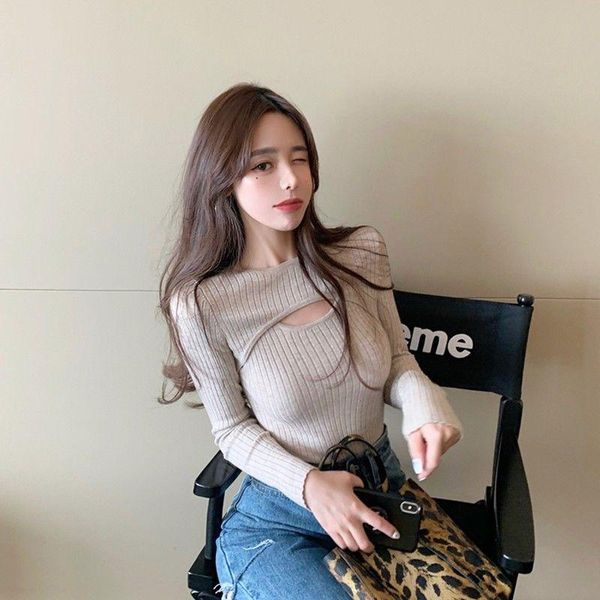 women's sweaters hollow out sweater for women slim fit long sleeve knitted pullover ribbed tight casual sueter mujer female, White;black
women's sweaters hollow out sweater for women slim fit long sleeve knitted pullover ribbed tight casual sueter mujer female, White;black